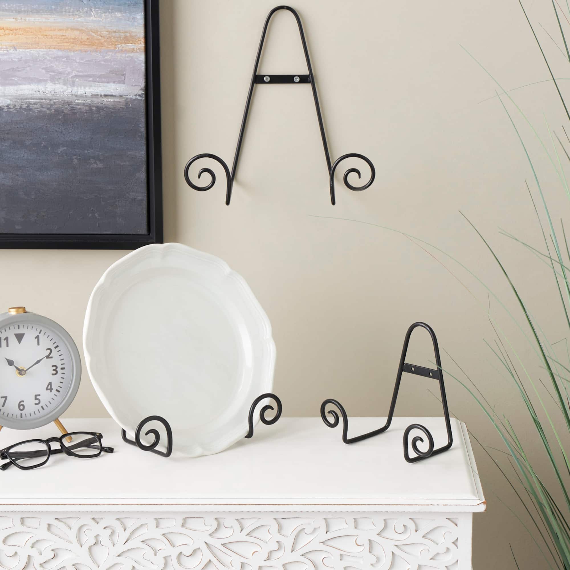 Black Metal Scroll Hanging Wall Rack Display Easel Set